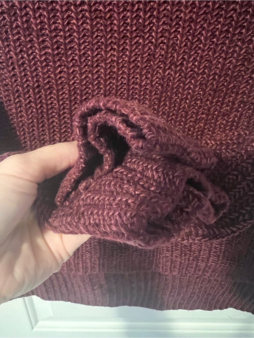 Chunky Cowl Neck Sweater in Burgundy - Picture 4 of 10